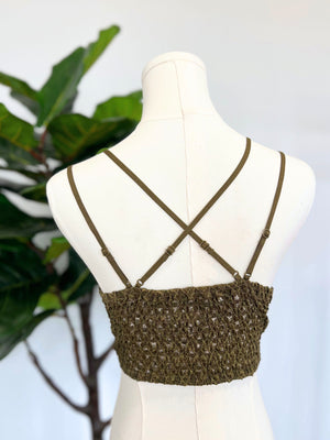 The Paris at Night Lace Bralette - Olive