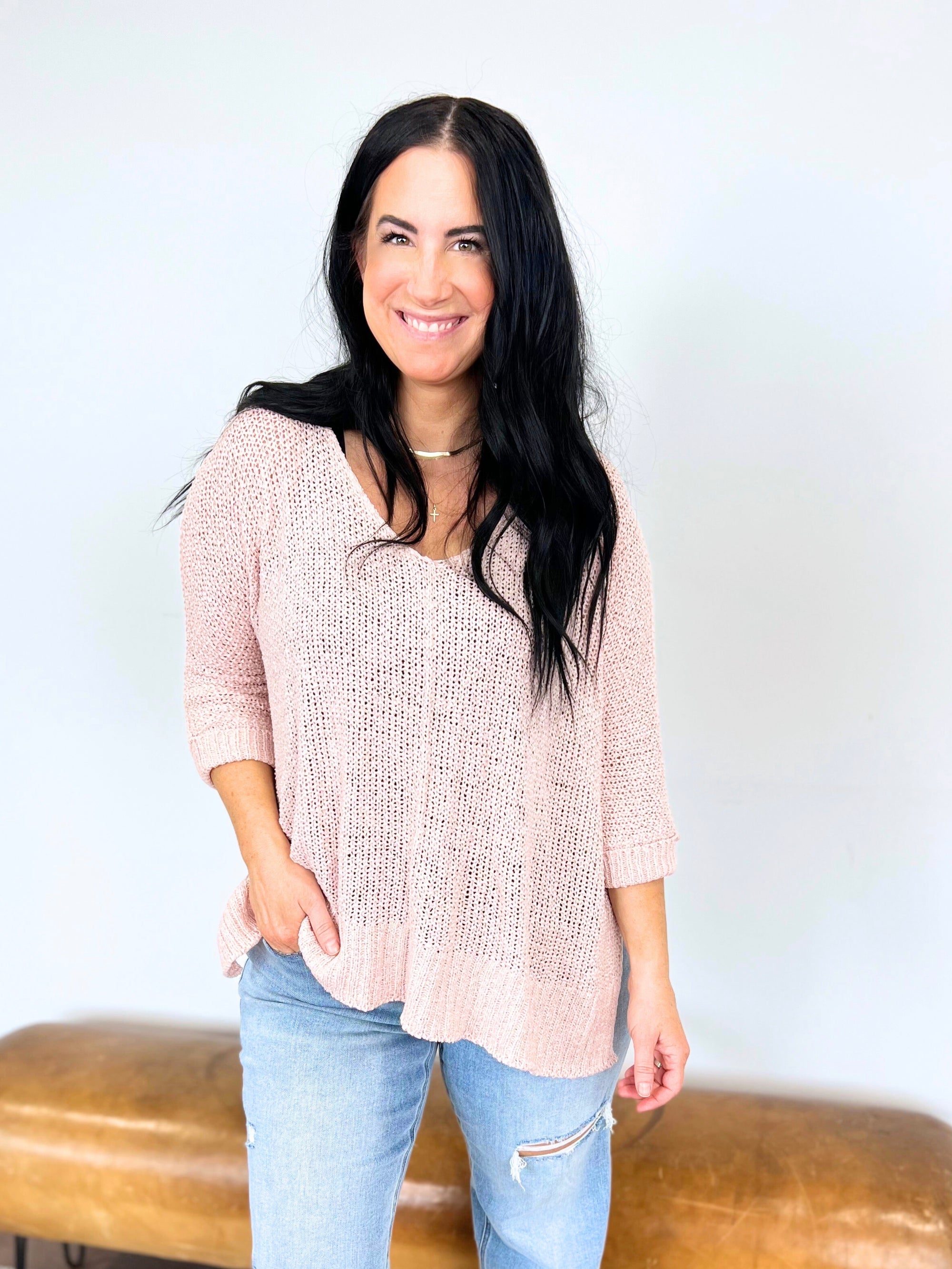 The Crystal SJ Classic Knit Sweater - Pale Pink