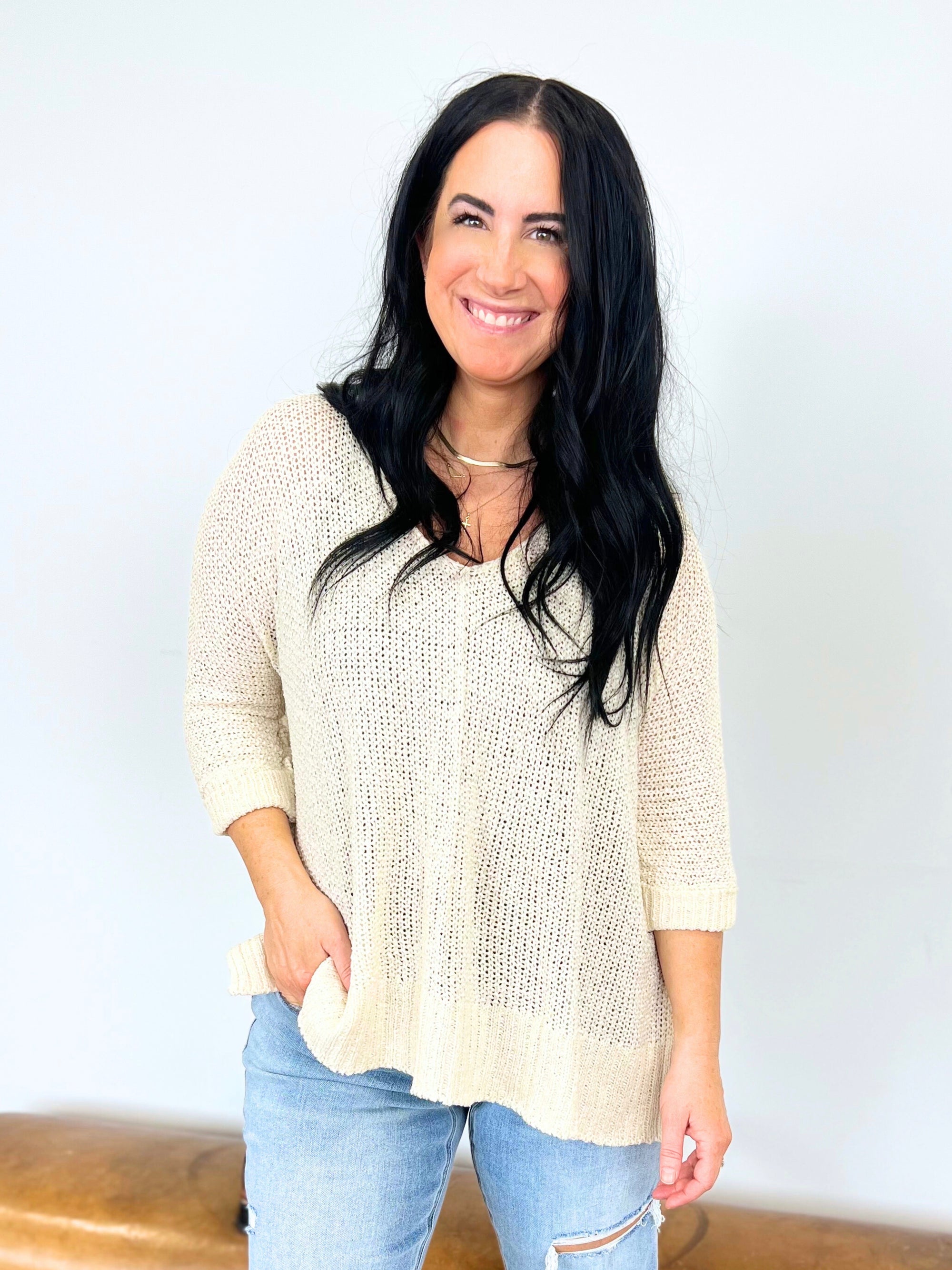 The Crystal SJ Classic Knit Sweater - Ivory