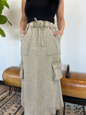 The Delphine Mineral Wash Cargo Skirt