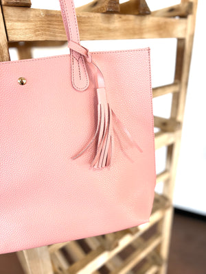 The Tiffany 2 in 1 Vegan Leather Tote - Blush