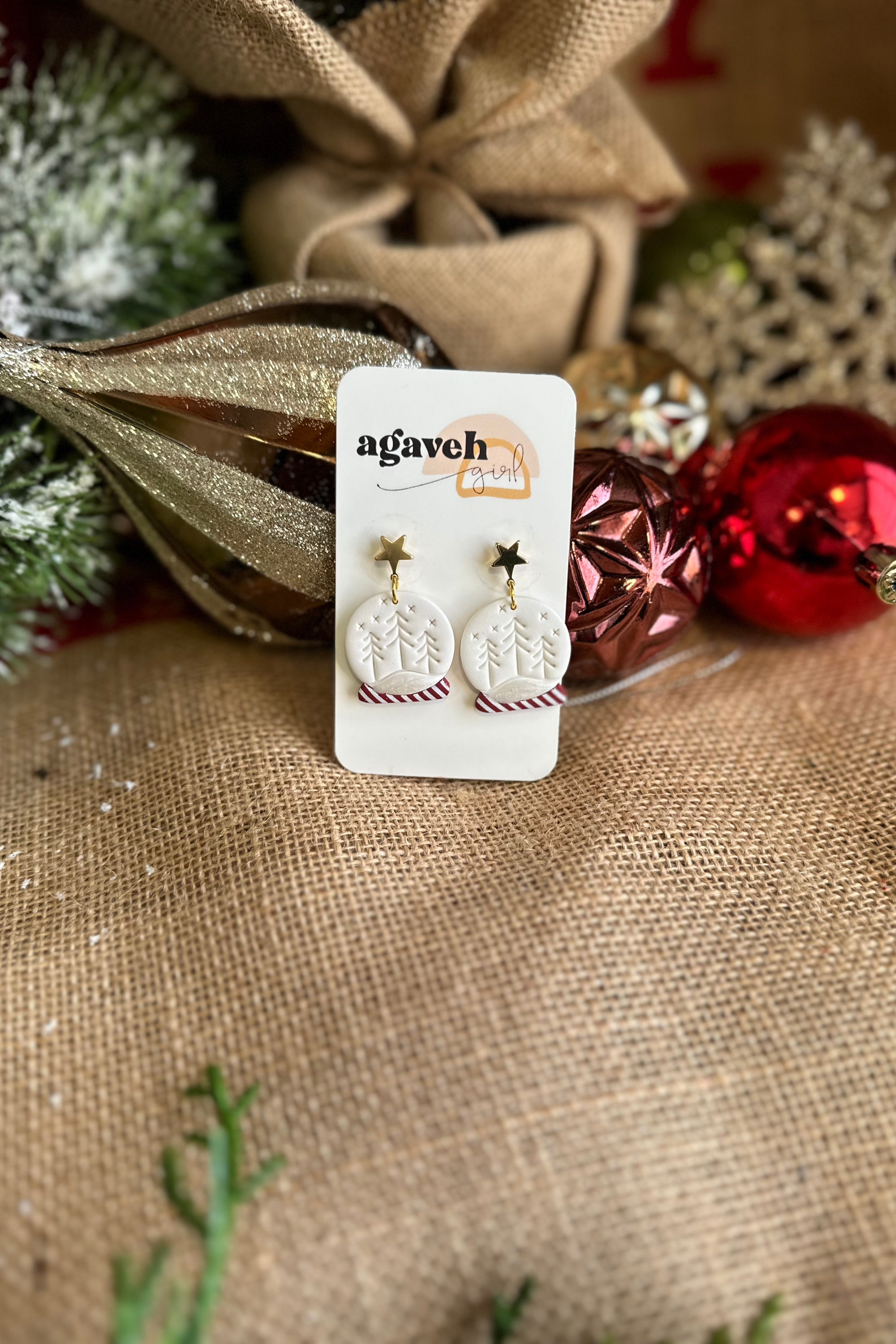 Agaveh Girl SnowGlobe Dangle Earrings