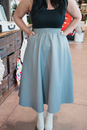 The Elizabeth Faux Leather Skirt - Grey