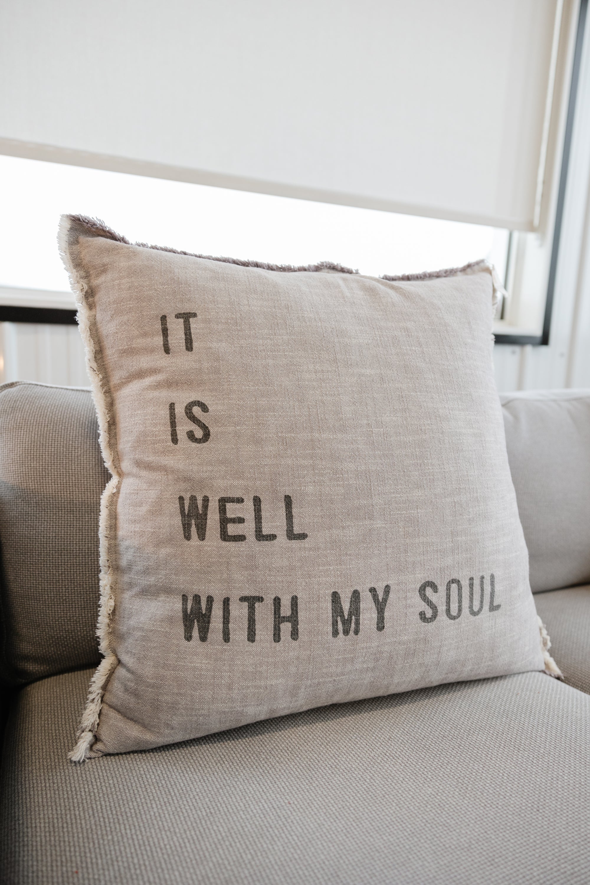 Euro It is Well Pillow - Grey