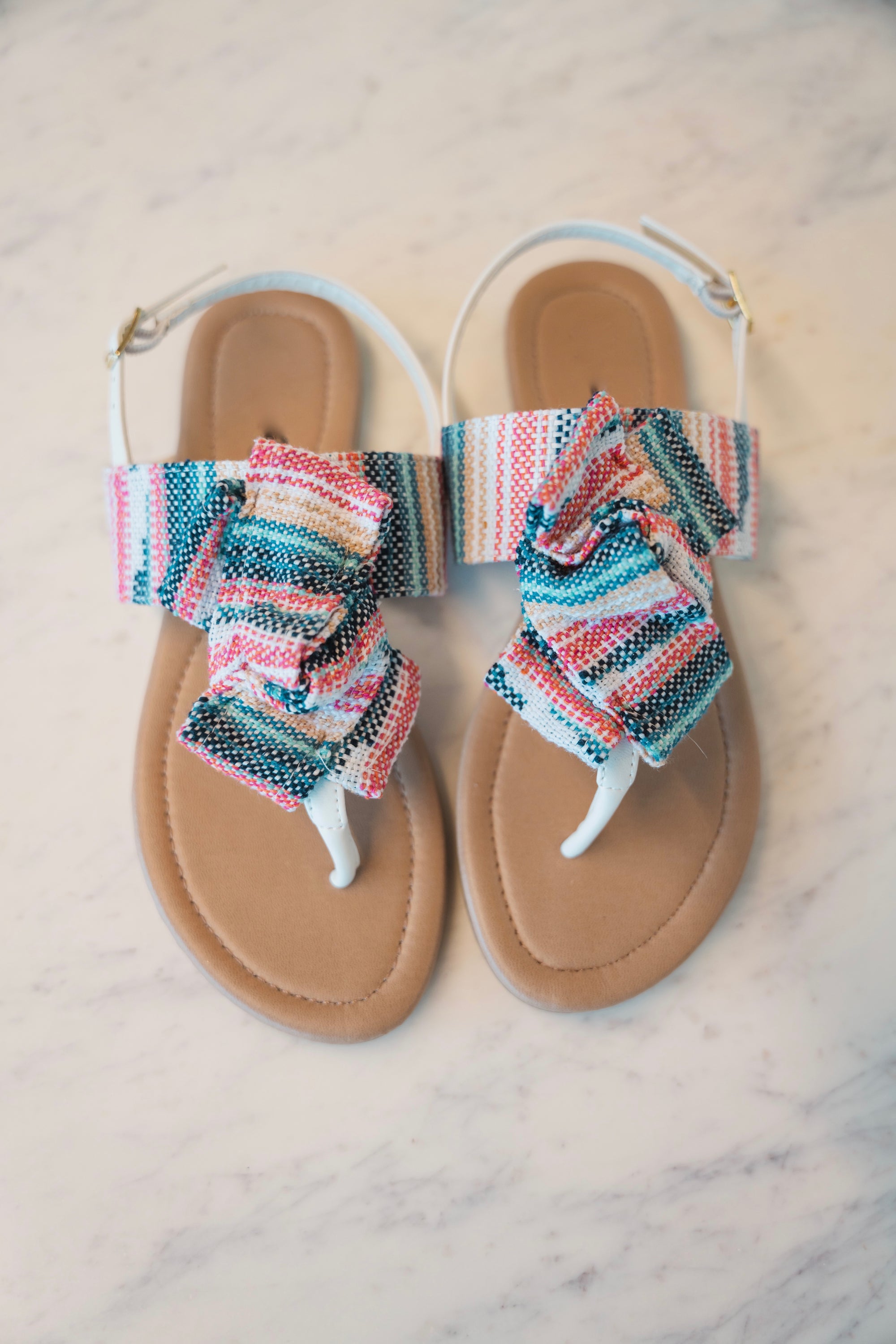 **FINAL SALE** The Keyara Striped Fabric Sandal - Blue/Pink