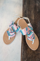 The Keyara Striped Fabric Sandal - Blue/Pink